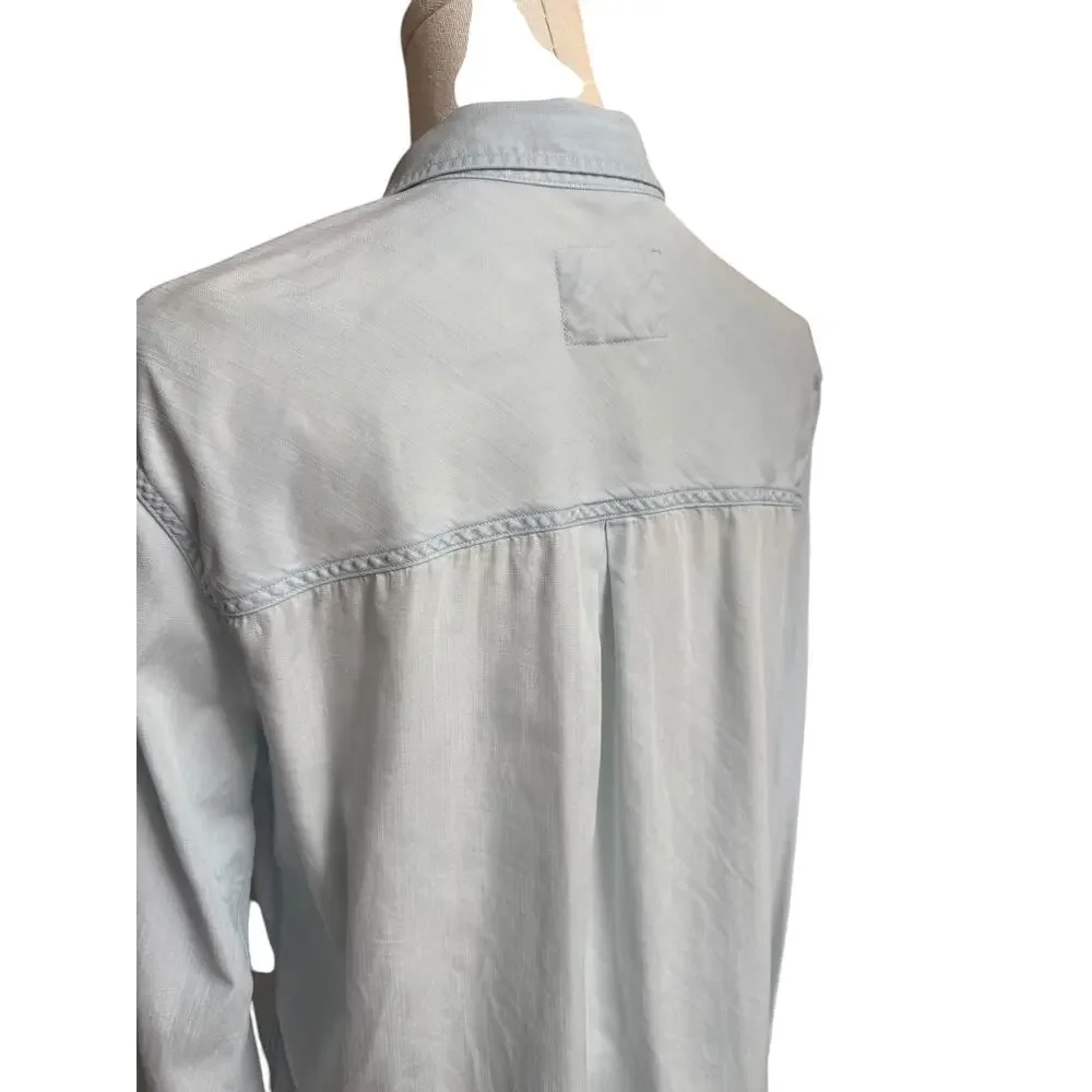 Rails Ingrid Raw Light Vintage Shirt Size Large Tencel Denim Long Sleeves - Picture 8 of 12